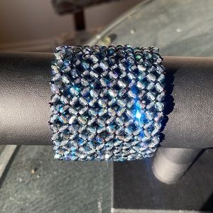 Blue aurora borealis beaded bracelet
